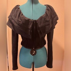 Rare Y2K Poizen Industries Gothic Corset Cardigan Jacket w laced back & sleeves